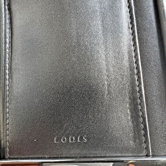 Lodis Chevron Pattern Gold Brown Framed  Metallic Leather Clutch Organizer - Picture 11 of 12